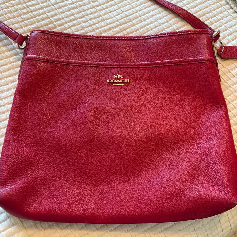 Coach Crimson Leather Shoulder Bag